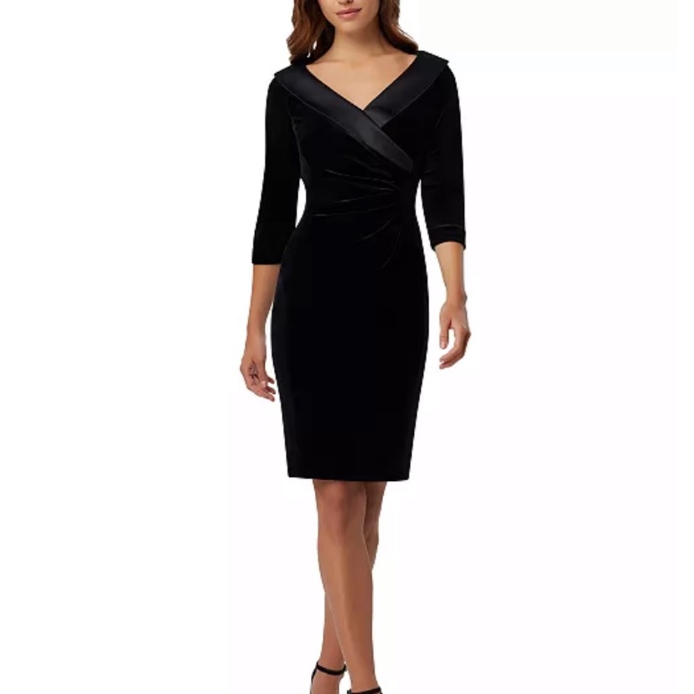 Black velvet tuxedo collar dress